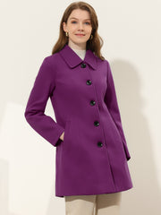 Solid Winter Single Breasted Long Warm Pocketed Pea Coat