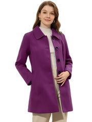 Solid Winter Single Breasted Long Warm Pocketed Pea Coat