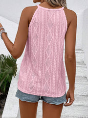 Round Neck Sleeveless Textured Casual Tank