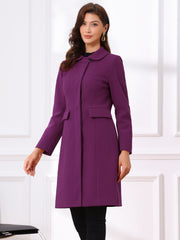 Peter Pan Collar Button Down Long Sleeve Pockets Long Winter Coat