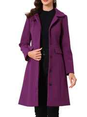 Peter Pan Collar Button Down Long Sleeve Pockets Long Winter Coat