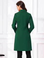 Peter Pan Collar Button Down Long Sleeve Pockets Long Winter Coat