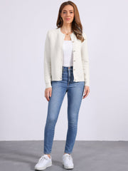 Crew Neck Button Down Long Sleeves Knitted Cardigan