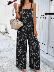 Graphic Print Sleeveless Wide Legs Jumpsuits
