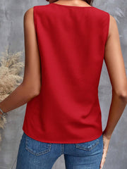 Solid Color Ruffled V Neck Sleeves Blouse