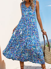 Graphic Sleeveless Tiered A-Line Midi Dress