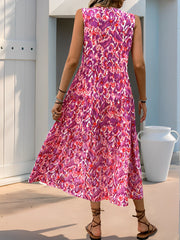 Graphic Sleeveless Tiered A-Line Midi Dress