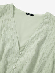 Ruffled Short Sleeves Textured A-Line Midi Dress