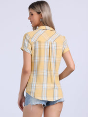 Classic Plaid Button Down Short Sleeve Shirt