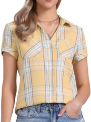 Classic Plaid Button Down Short Sleeve Shirt