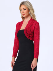 Elegant Sheer Floral Lace Cropped Bolero Shrugs