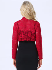 Elegant Sheer Floral Lace Cropped Bolero Shrugs