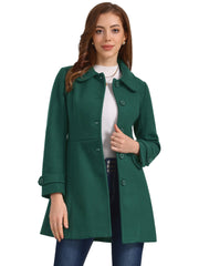 Peter Pan Collar Single Breasted Winter Outwear Buttoned Long Coat