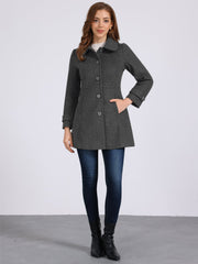 Peter Pan Collar Single Breasted Winter Outwear Buttoned Long Coat