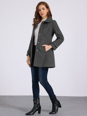 Peter Pan Collar Single Breasted Winter Outwear Buttoned Long Coat