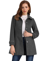 Peter Pan Collar Single Breasted Winter Outwear Buttoned Long Coat