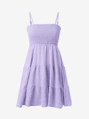 Spaghetti Strap Smocked Tiered Textured Dress