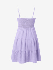 Spaghetti Strap Smocked Tiered Textured Dress