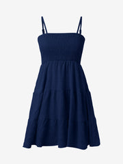 Spaghetti Strap Smocked Tiered Textured Dress