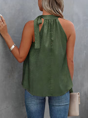 Halter Neck Leopard Sleeveless Satin Top