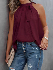 Halter Neck Leopard Sleeveless Satin Top