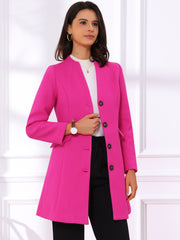 Elegant Winter Overcoat V Neck Single Breasted Long Coat
