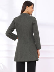 Elegant Winter Overcoat V Neck Single Breasted Long Coat