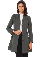 Elegant Winter Overcoat V Neck Single Breasted Long Coat