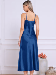 Satin Sleeveless Spaghetti Strap Maxi Dress