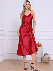Satin Sleeveless Spaghetti Strap Maxi Dress