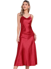 Satin Sleeveless Spaghetti Strap Maxi Dress