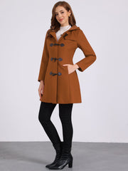 Hooded Toggle Button Up Duffle Coat Winter Outwear