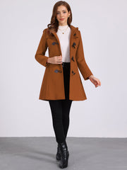 Hooded Toggle Button Up Duffle Coat Winter Outwear