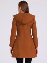 Hooded Toggle Button Up Duffle Coat Winter Outwear