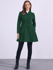 Single Breasted Long Sleeve Mid-Long Winter A Line Pea Coat