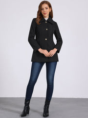 Turn Down Collar Overcoat A-Line Single Breasted Winter Coat