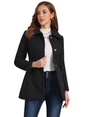 Turn Down Collar Overcoat A-Line Single Breasted Winter Coat