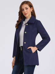 Turn Down Collar Overcoat A-Line Single Breasted Winter Coat