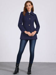 Turn Down Collar Overcoat A-Line Single Breasted Winter Coat