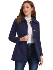 Turn Down Collar Overcoat A-Line Single Breasted Winter Coat