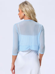 Chiffon 3/4 Sleeve Open Front Bolero Mesh Sheer Shrug