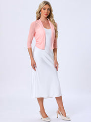 Chiffon 3/4 Sleeve Open Front Bolero Mesh Sheer Shrug