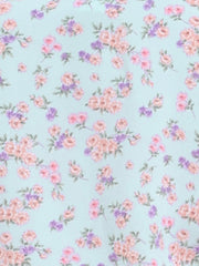 Peter Pan Collar Puff Short Sleeve Ruffle Smocked Floral Blouse