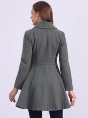 Winter Long Lapel Collar Contrast Double Breast Coat