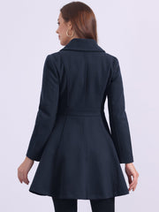 Winter Long Lapel Collar Contrast Double Breast Coat