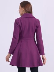 Winter Long Lapel Collar Contrast Double Breast Coat
