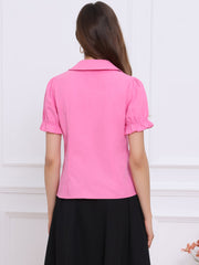 Peter Pan Collar Tie Neck Casual Cute Cotton Button-Up Shirt