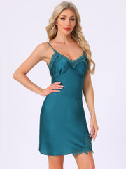 Satin Pajama Cami Dress Sleepwear Spaghetti Strap Lounge Nightgown