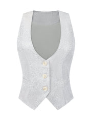 Vintage Button Up Jacquard Steampunk Waistcoat Suit Vest