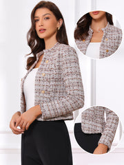 Vintage Tweed Plaid Slim Fit Work Office Cropped Jacket